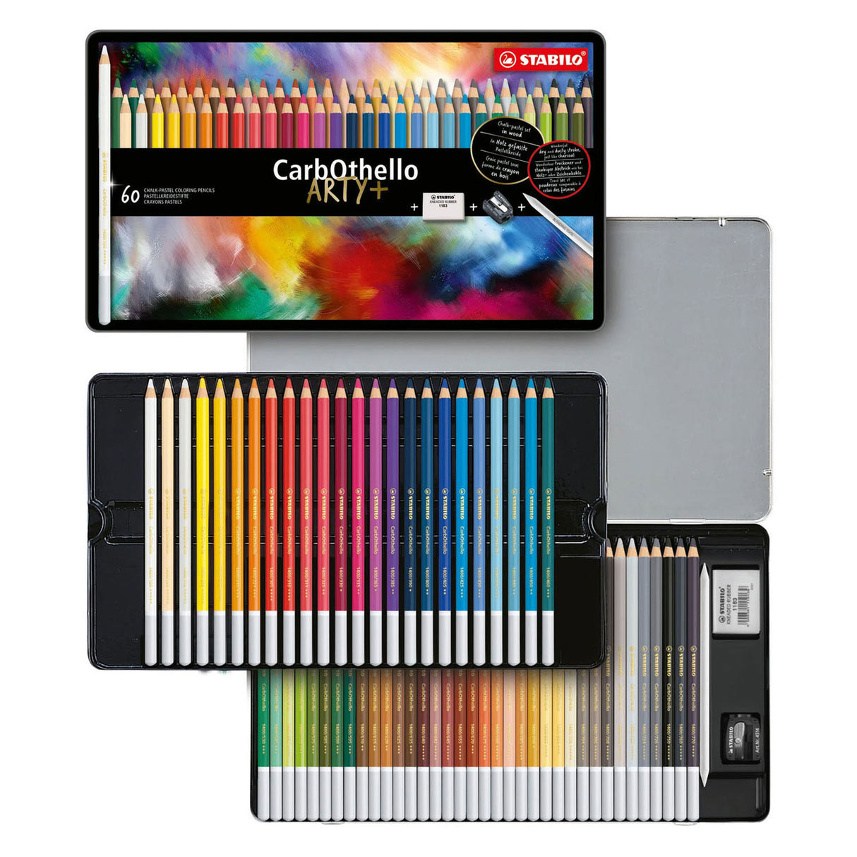 Lápices de colores de la caja de metal Stabilo Carbothello, 60º.