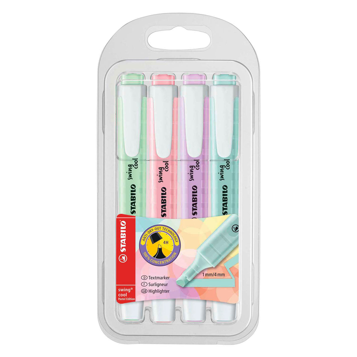 Stabilo swing cool pastel - iluminador - conjunto de 4 peças