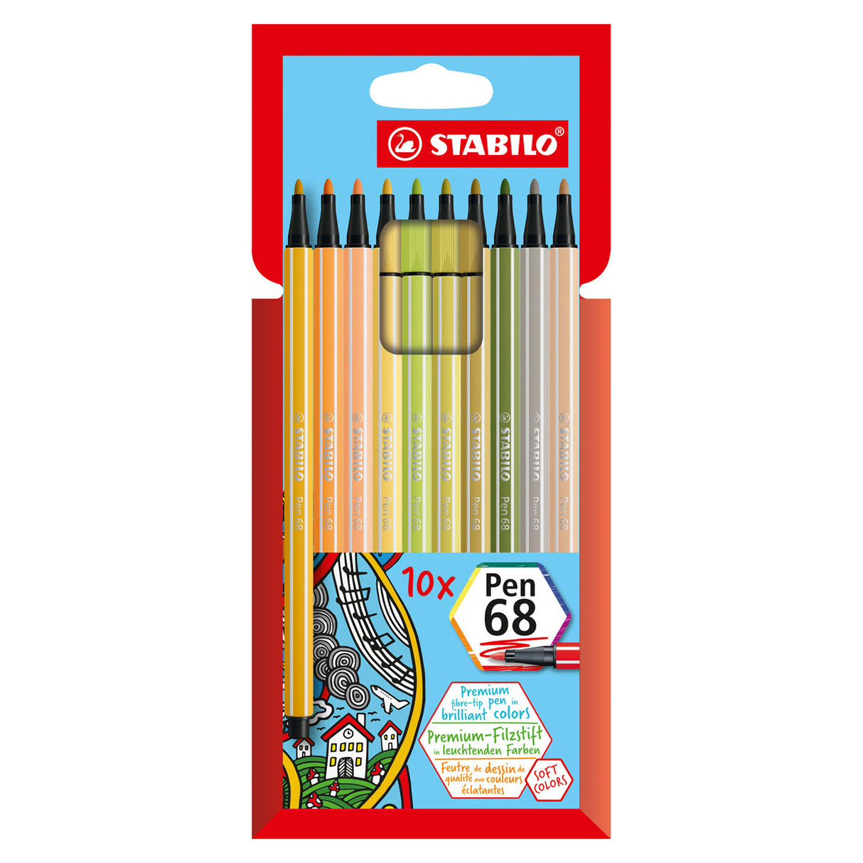 Stabilo Pen 68 Felt -Tip Pens 10 sztuk