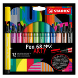 Stabilo Pen 68 max arty - Filzstift mat décke Meissel Tipp - Set vun 12 Stécker