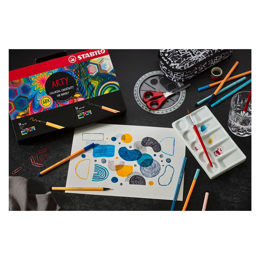 Stabilo arty hero set pen 68 stiften en point 88 fineliners - 68dlg.