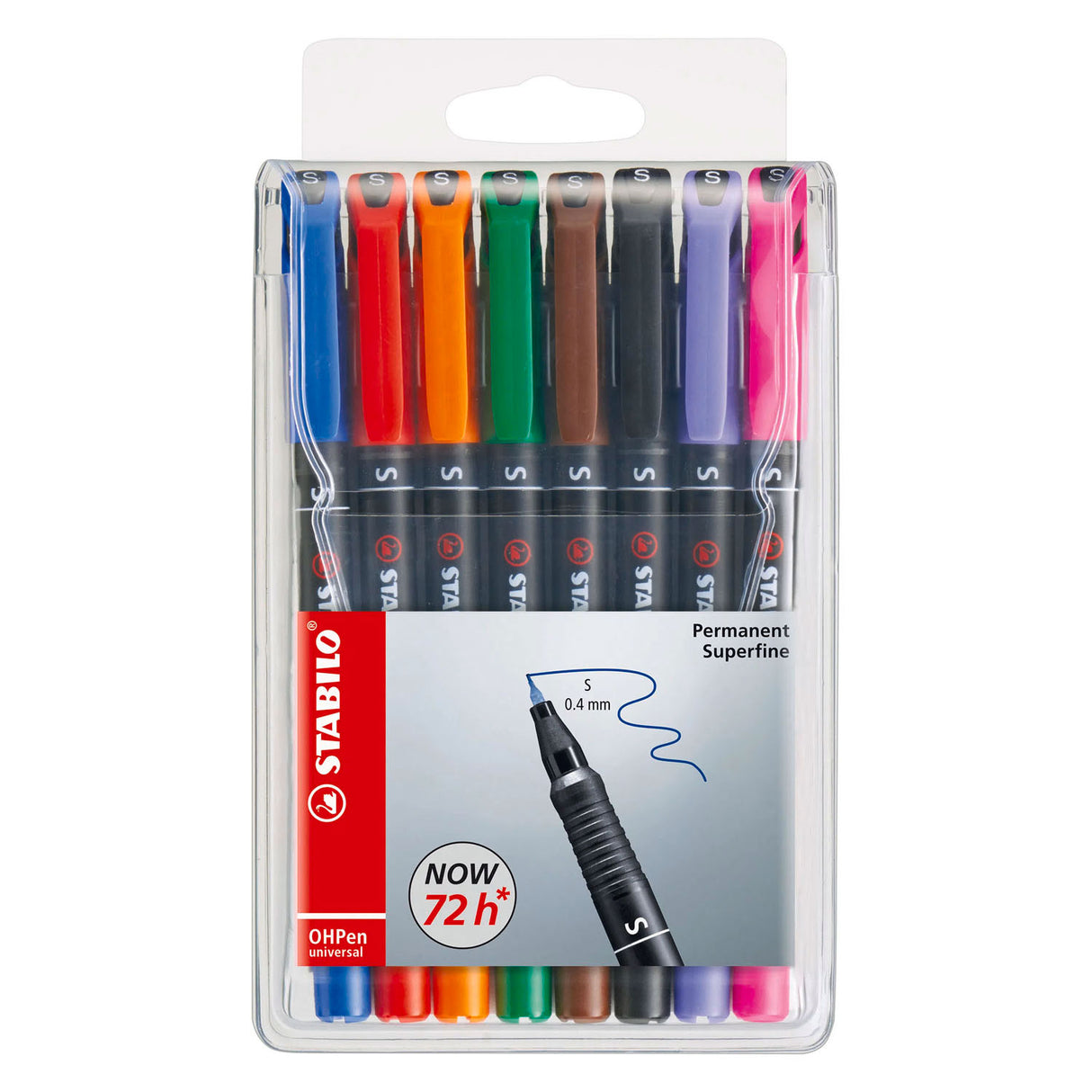 Stabilo permanent marker pen, super fine, in case - 8 pieces.