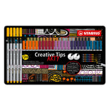 Stabilo creative tips arty pens in metal case - 50pc.