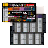 Stabilo creative tips arty pens in metal case - 50pc.