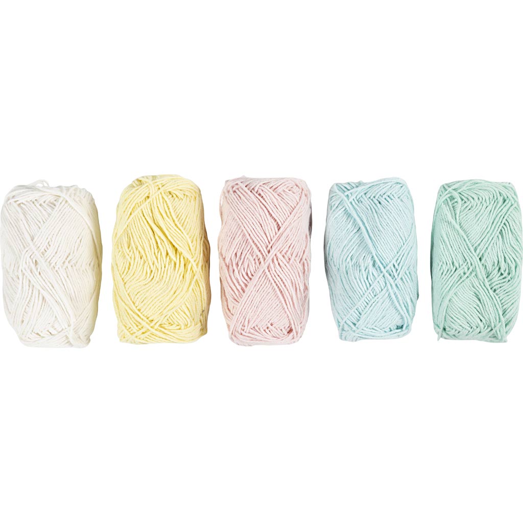 Creativ company katoengaren, afm 8 4, l: 5x50 m, pastelkleuren, 5x20 gr 1 doos