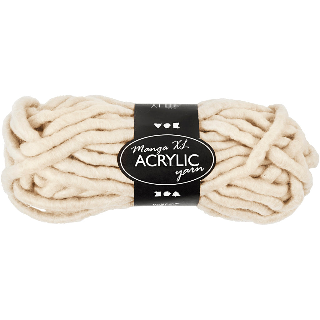 Creativ company xl acrylic yarn, length 17 m, size manga, off-white, 200 g 1 ball