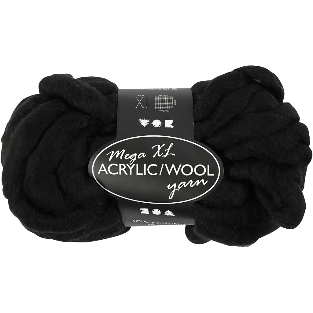 Creativ Company XL yarn from Acrylic Black, 15m