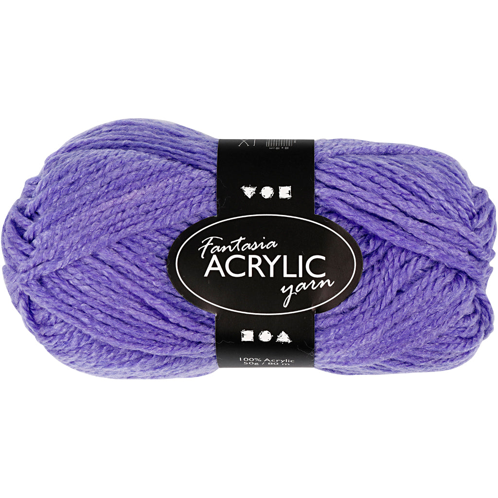 Akrylgarn neon - lilla, 50gr