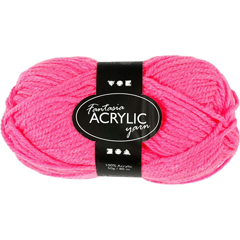 Hilo acrílico neón - neón rosa, 50gr