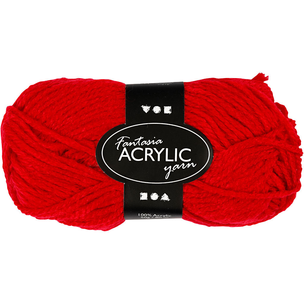 Acrylic yarn, red, 50gr, 80m
