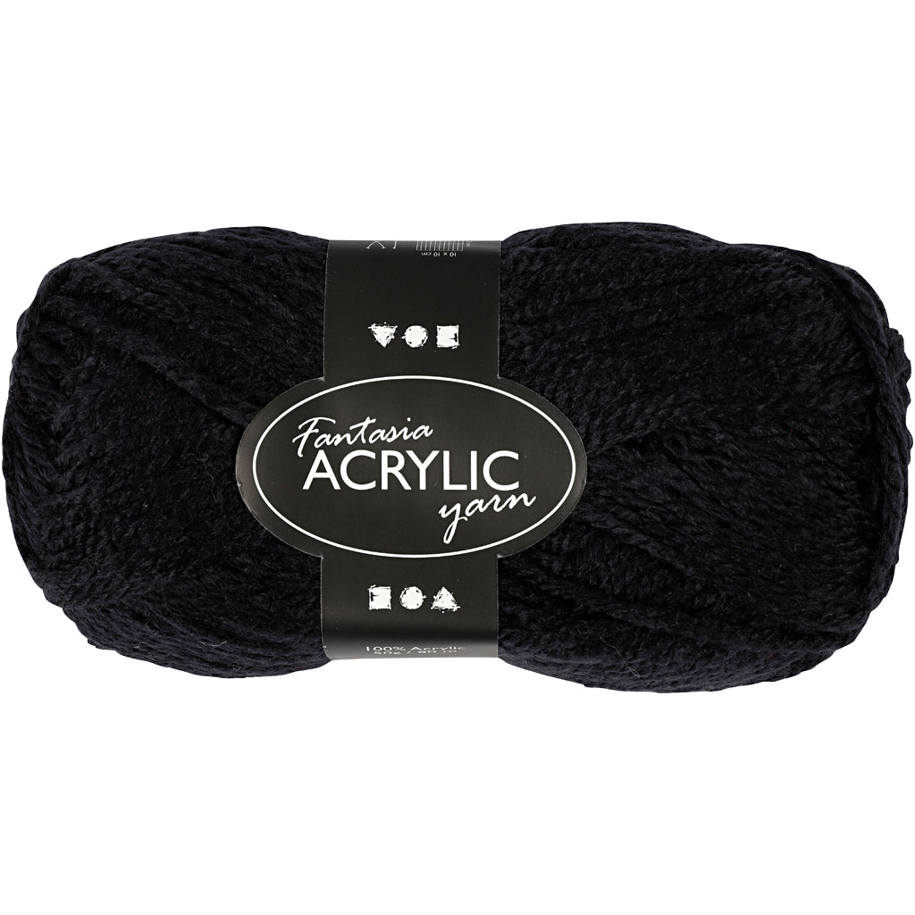 Acrylgaren, Zwart, 50gr, 80m