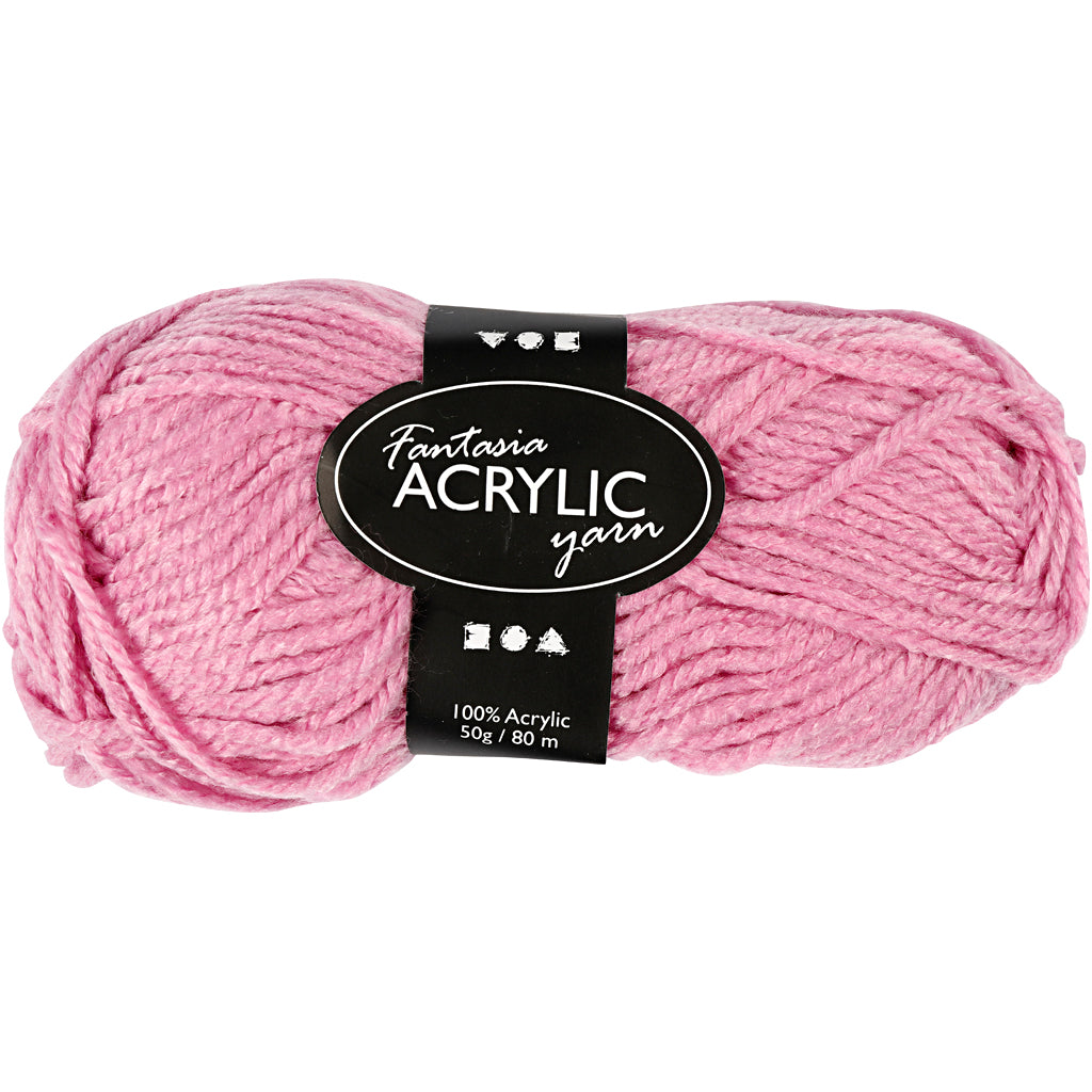 Acrylic yarn, pink, 50gr, 80m