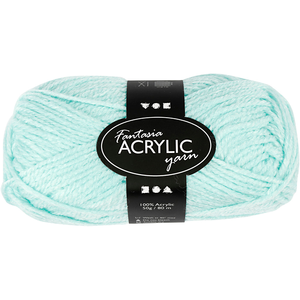 Acrylic yarn, mint green, 50gr, 80m
