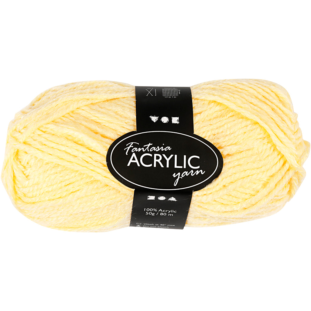 Acrylic yarn, light yellow, 50gr, 80m