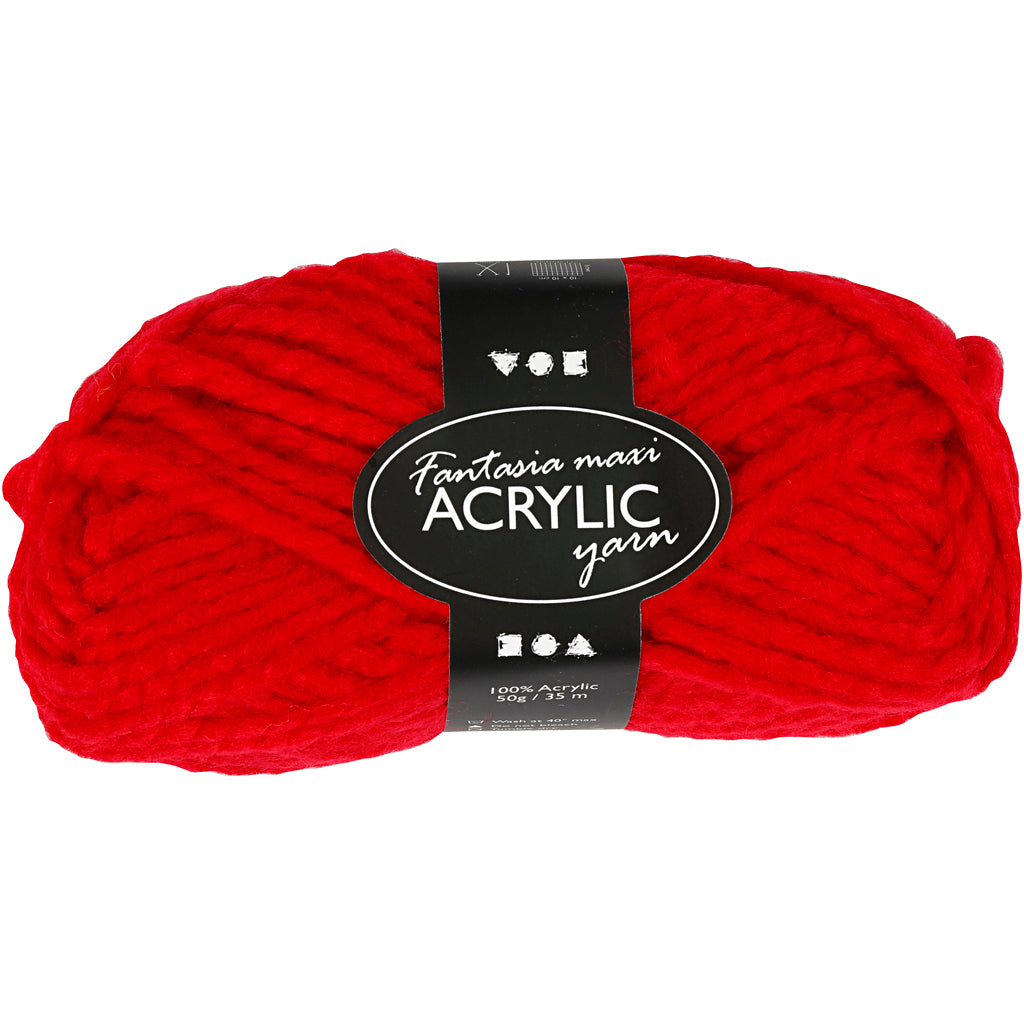 Creativ company fantasia acrylgaren, l: 35 m, maxi, rood, 50 gr 1 bol