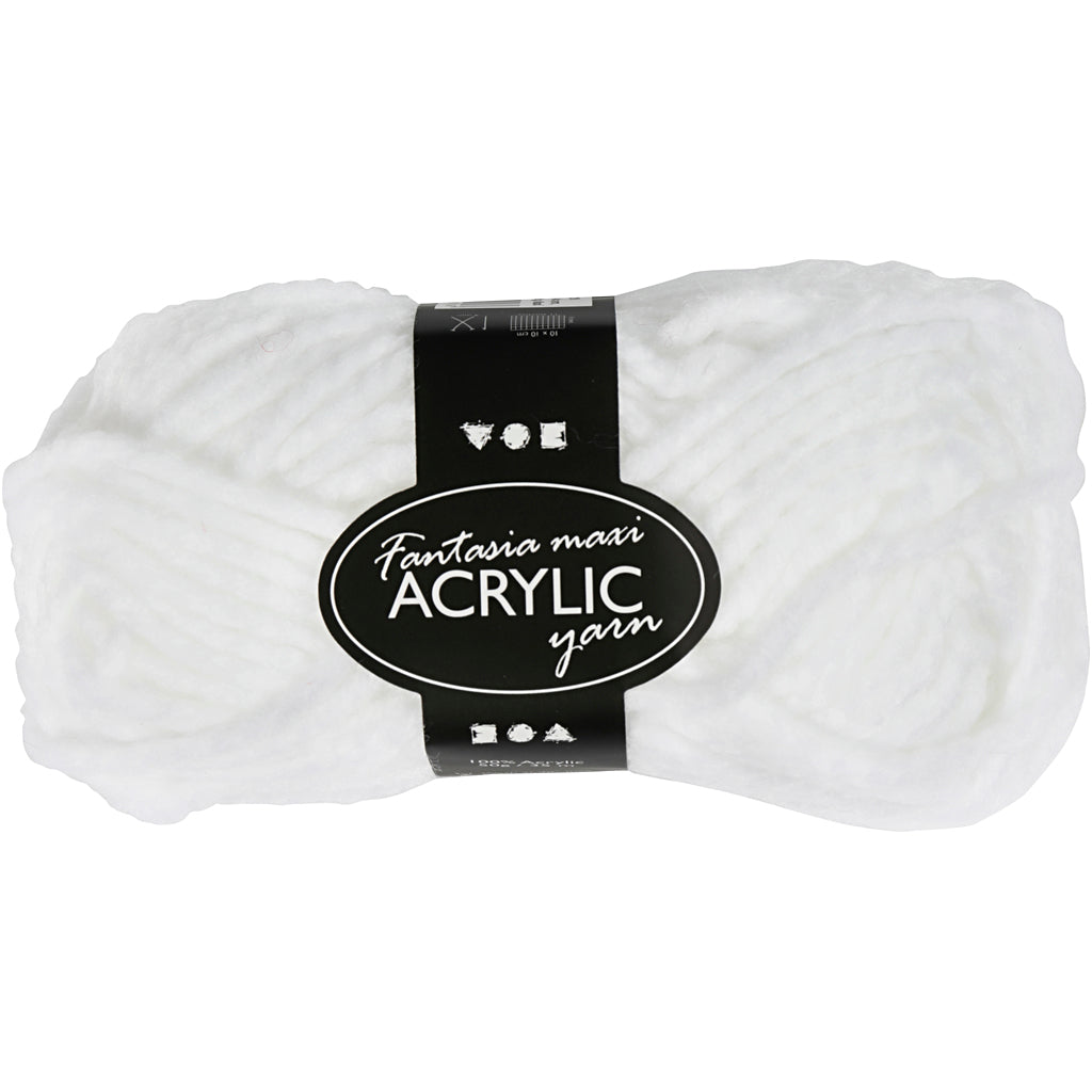Creativ company fantasia acrylgaren, l: 35 m, maxi, wit, 50 gr 1 bol