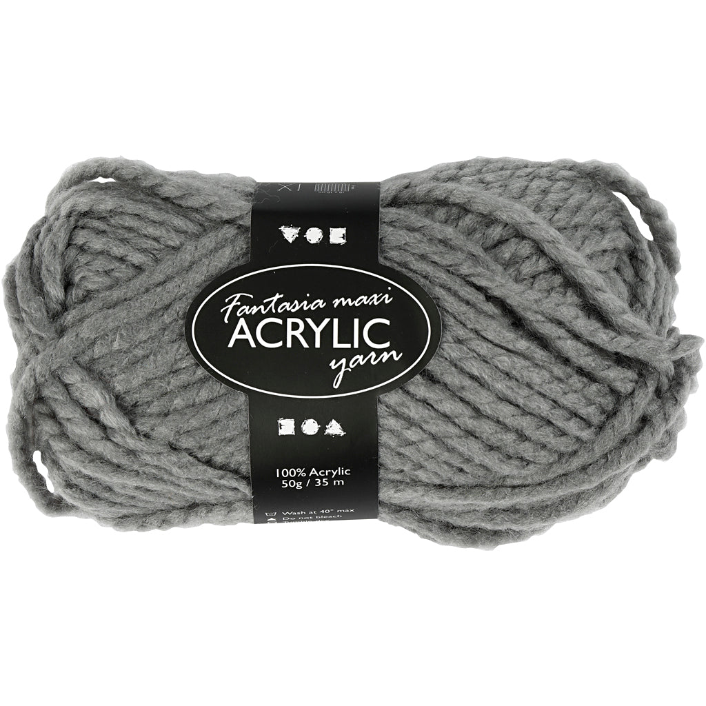 Creativ company fantasia acrylgaren, l: 35 m, maxi, grijs, 50 gr 1 bol