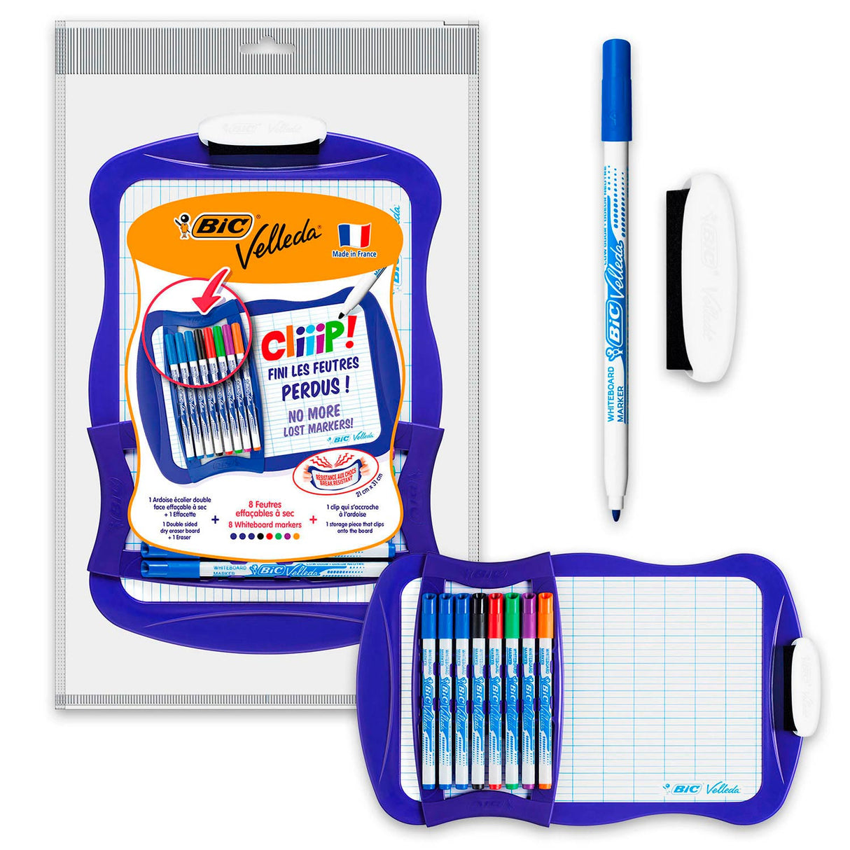 Bic Velleda bela tabla z 8 markerji
