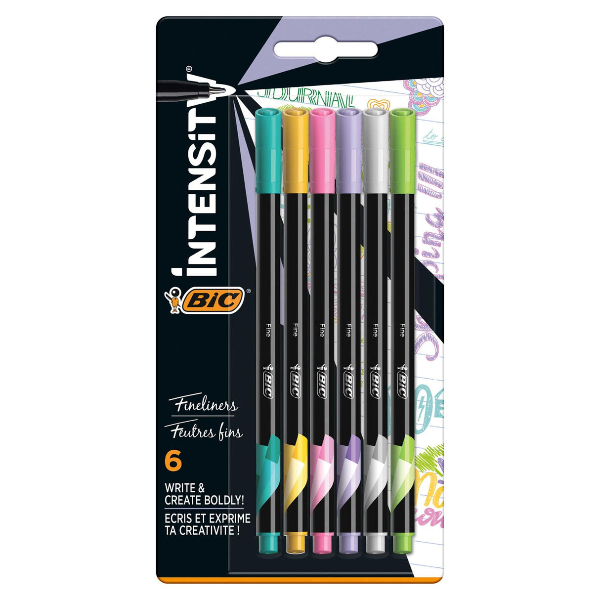 Pastel fineliners déine bic, 6 ríomhaire.