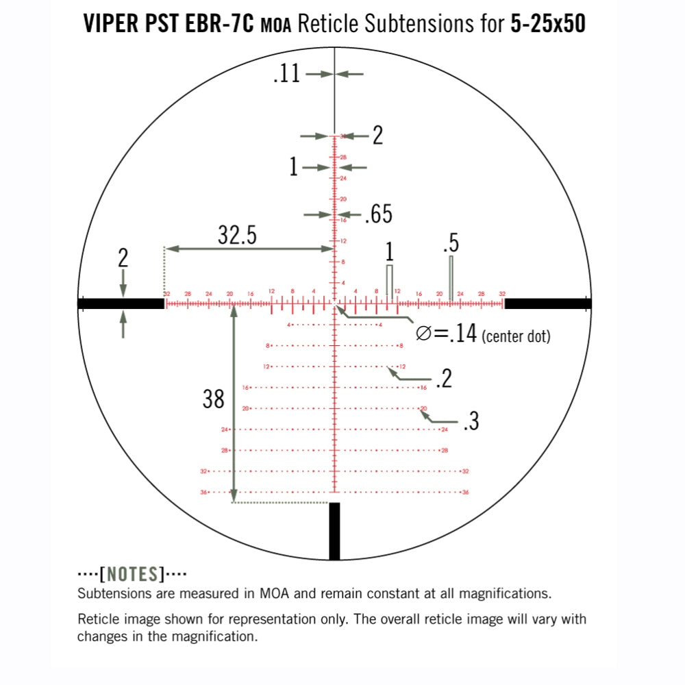 Vortex rifle scope Viper PST Gen II 5-25x50 FFP, EBR-7C reticle (MRAD)
