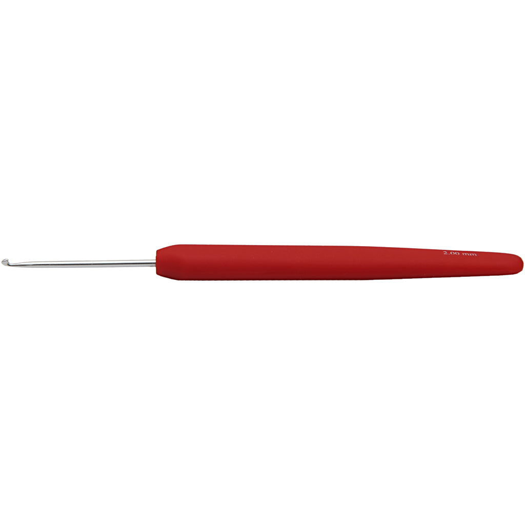 Creativ company crochet hooks, size 2, length 13.3 cm, size 2 mm, red, 1 piece