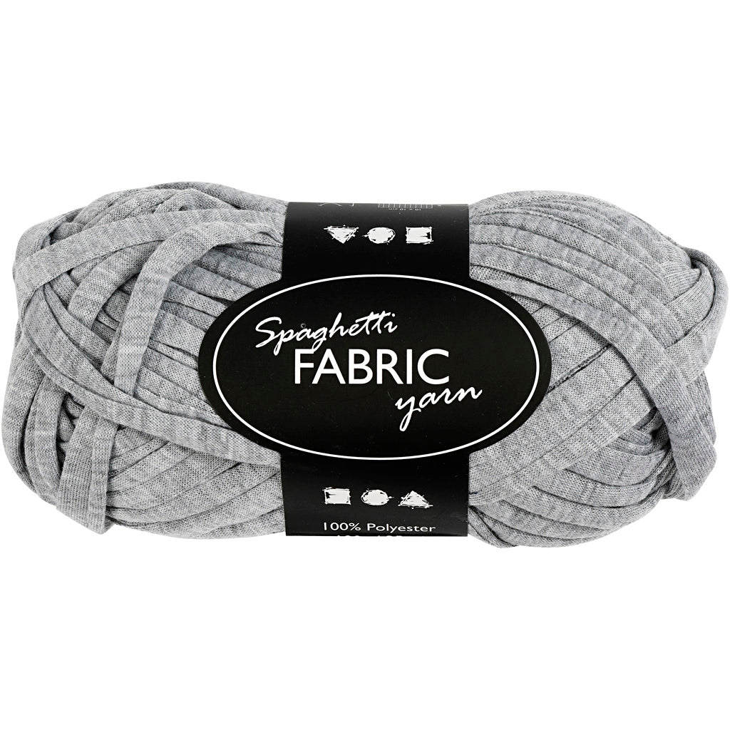 Creativ company spaghetti yarn, length 35 m, approx. 10 mm, gray, 100 g, 1 ball