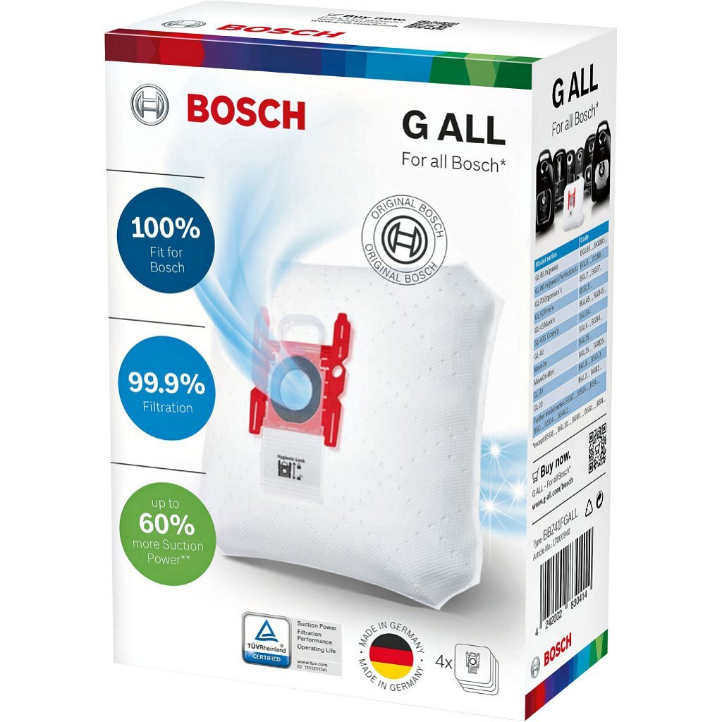 Sacchetto raccoglipolvere Bosch bbz41f g all powerpro 4 pezzi