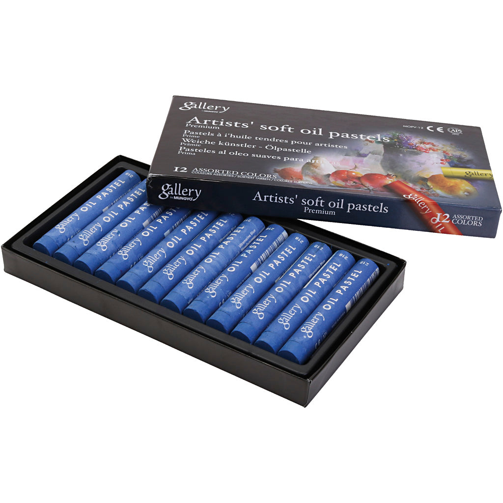Gallery oil pastel, l: 7 cm, d 11 mm, thick 11 mm, ultra marine, 12 pieces in a box
