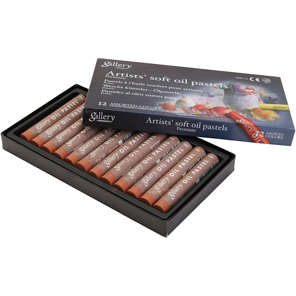 Gallery oil pastel, length 7 cm, depth 11 mm, thickness 11 mm, burnt orange, 12 pieces in a box