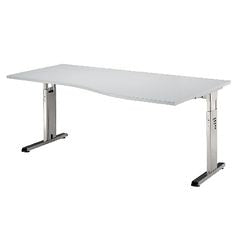 Bach desk ergonomic light-grey height-adjustable C-leg 1800x1000x680-760mm hammered