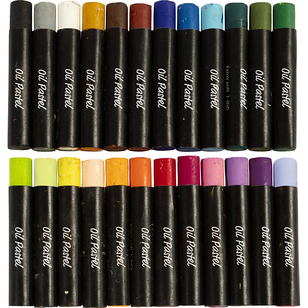 Creativ company oil pastels, l: 7 cm, thickness 11 mm, pastel colours, 24 pieces 1 box