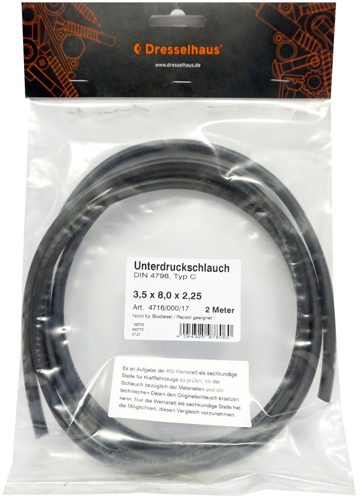 Dresselhaus vacuum hose fuel hoses 3.5x8x2.25 2m