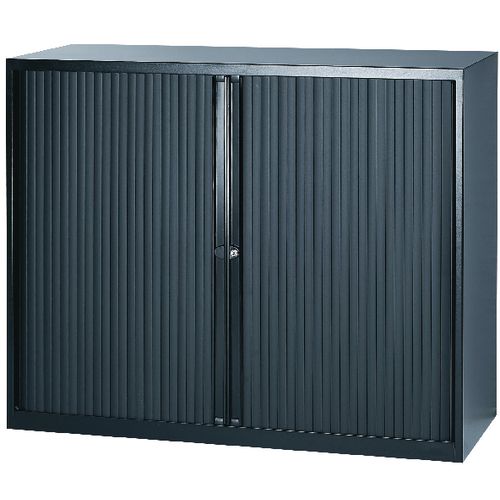 Roldeurkast gelast laag staal kunststof 120x43x103cm zwart