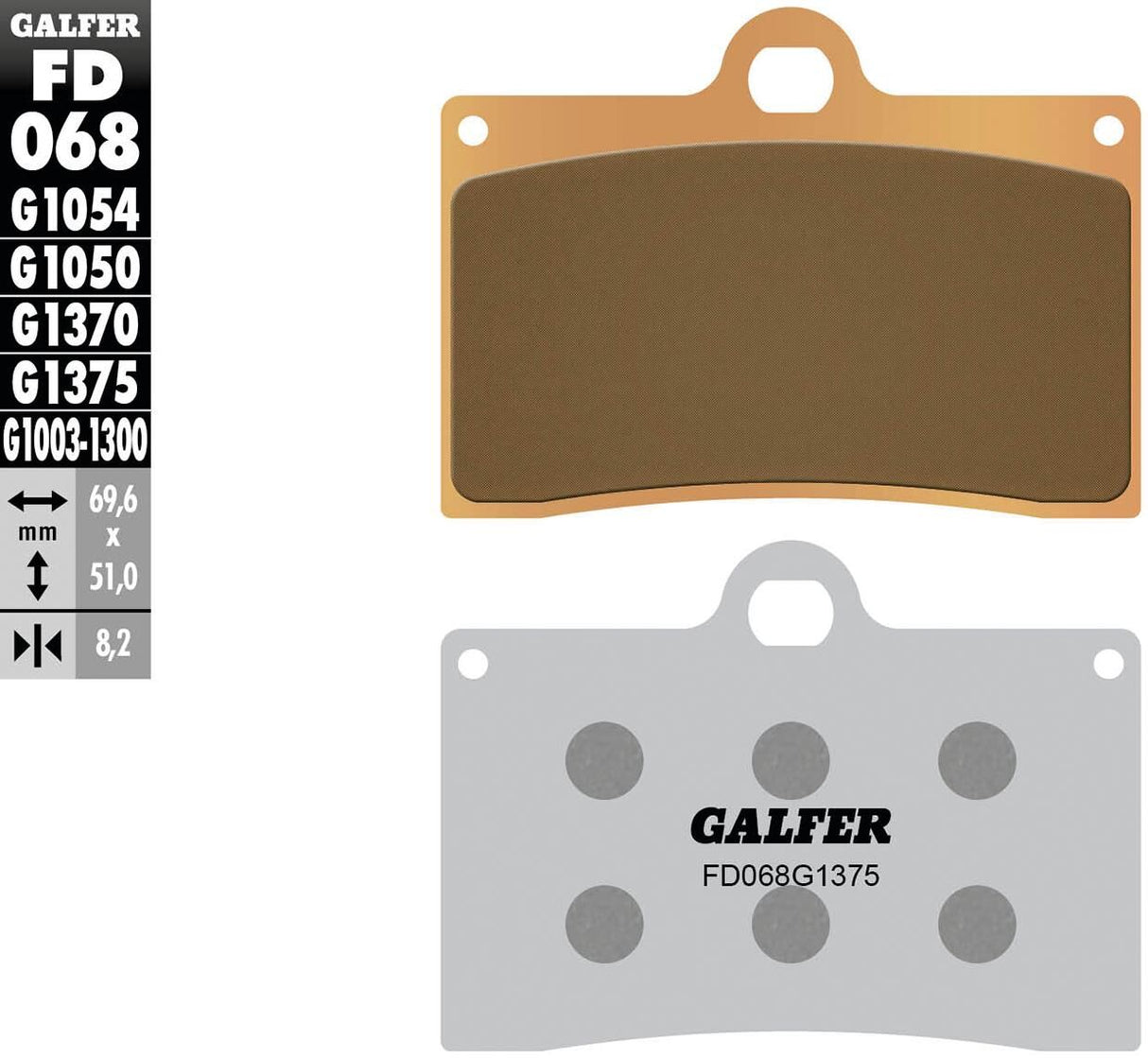 Galfer brake pads fd068 brake pad fd068 g1375 sintered metal