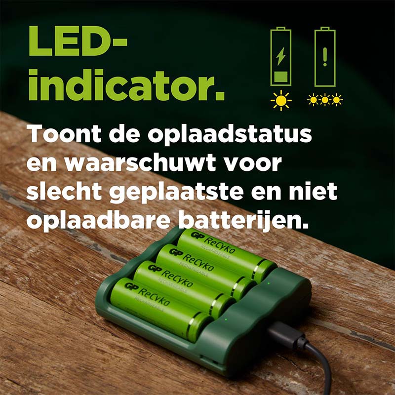 GP USB polnilnik akumulatorja + 4 x aa baterije 2100Mah nimh