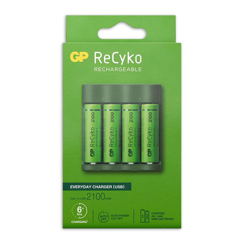 GP USB polnilnik akumulatorja + 4 x aa baterije 2100Mah nimh