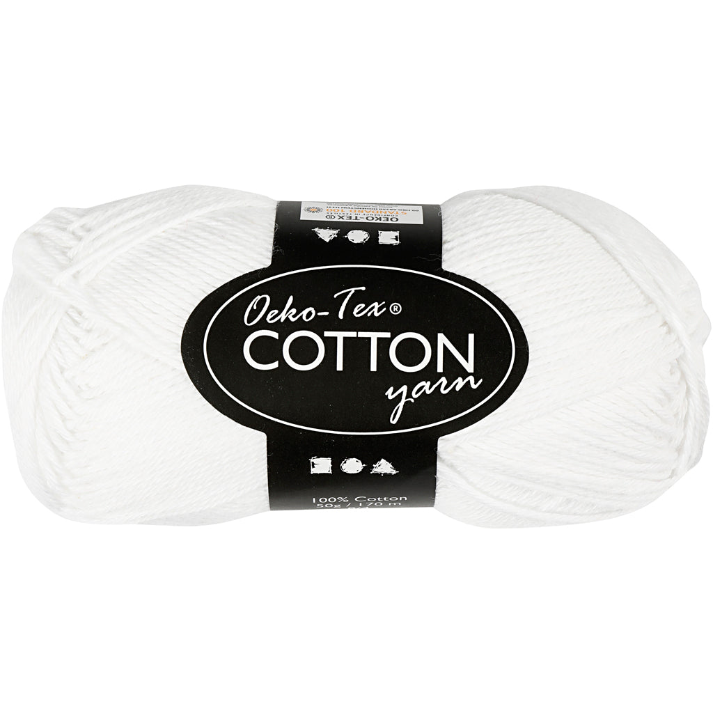Cotton yarn, white, 50gr, 170m