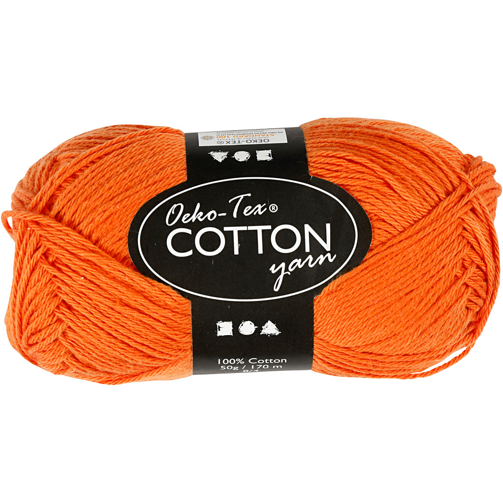 Bomullsgarn, orange, 50gr, 170m