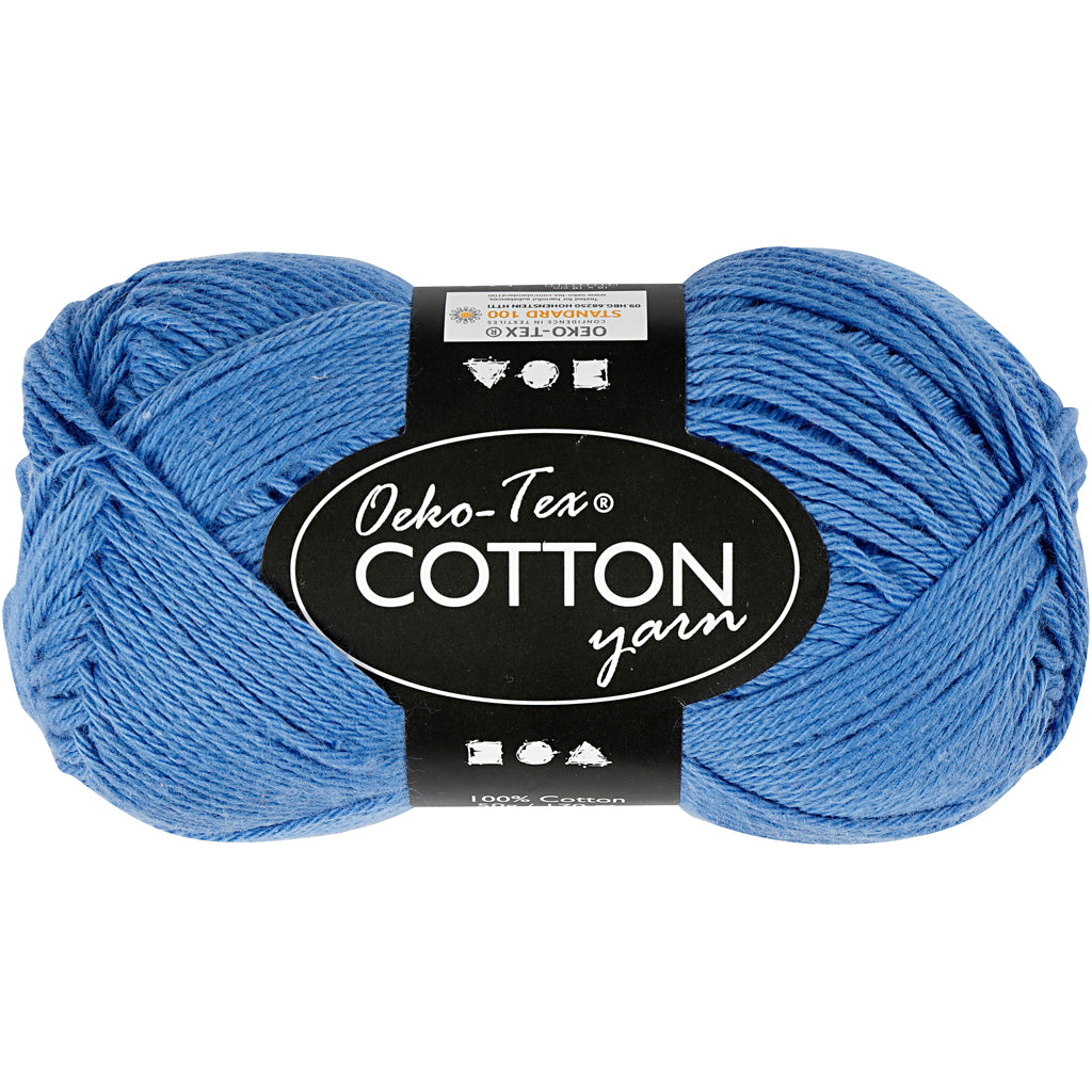 Cotton yarn, blue, 50gr, 170m
