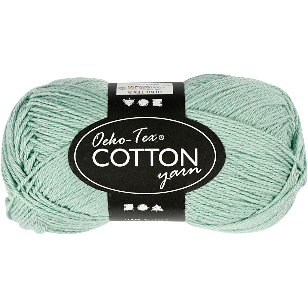 Cotton yarn, mint green, 50gr, 170m