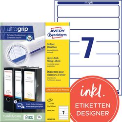 Avery Lever Arch File Labels L4760-100 38mm White Matt