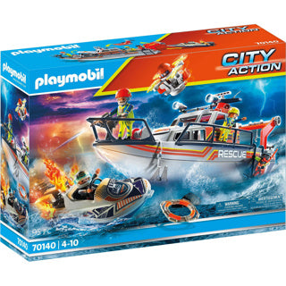 Playmobil 70140 Sea Rescue: Firefighting Mission with Rescue Cruiser