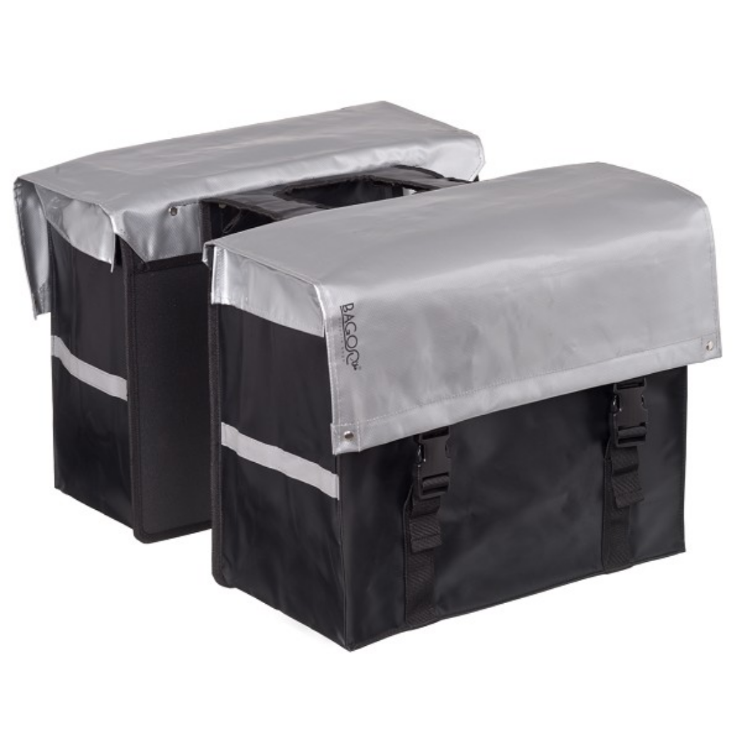 Bagoo Doppio sacchetto per biciclette bisonyl 58 litri argento nero