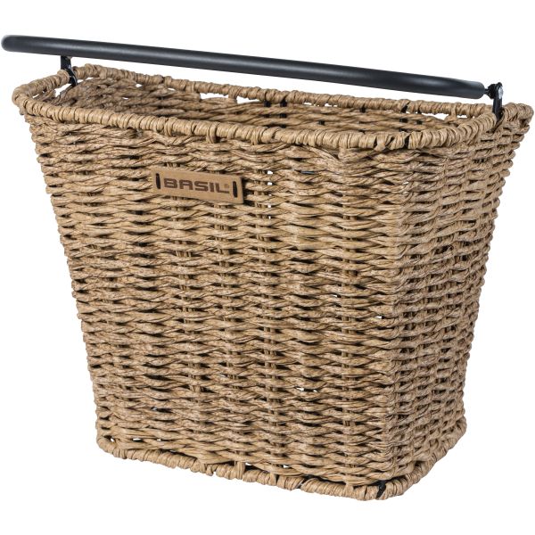 Basil Bremen Rattan Look KF – dviračio krepšelis – priekis – rudas