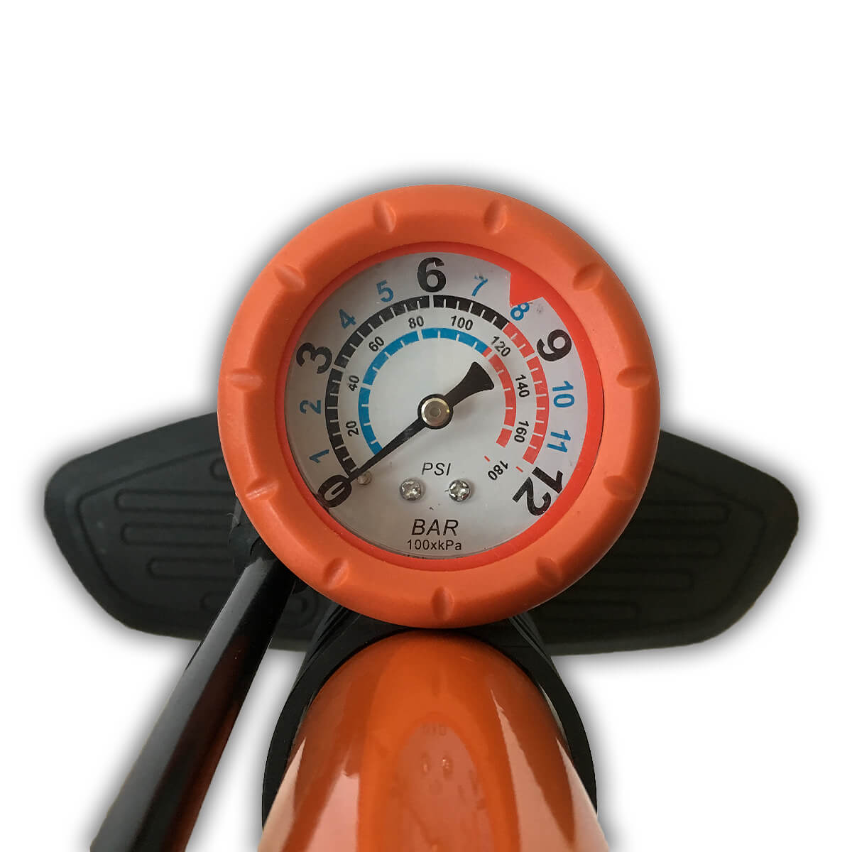 bicycle pump with pressure gauge 6 bar orange