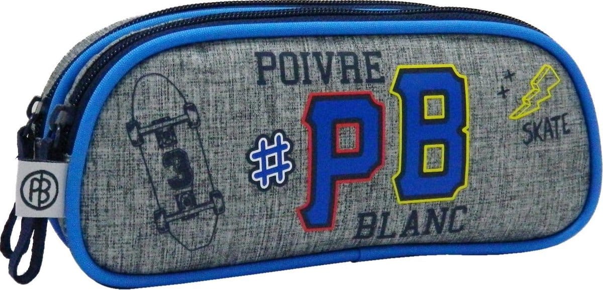 Jim jam etui poivre blanc pencil case 21x5x10 cm 2 compartments with zipper