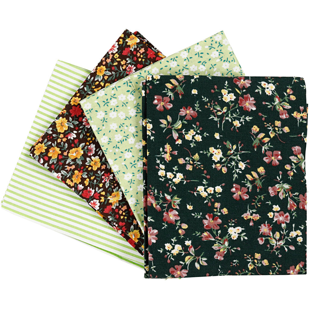 Patchwork Stoff gréng 45x55cm, 4st.