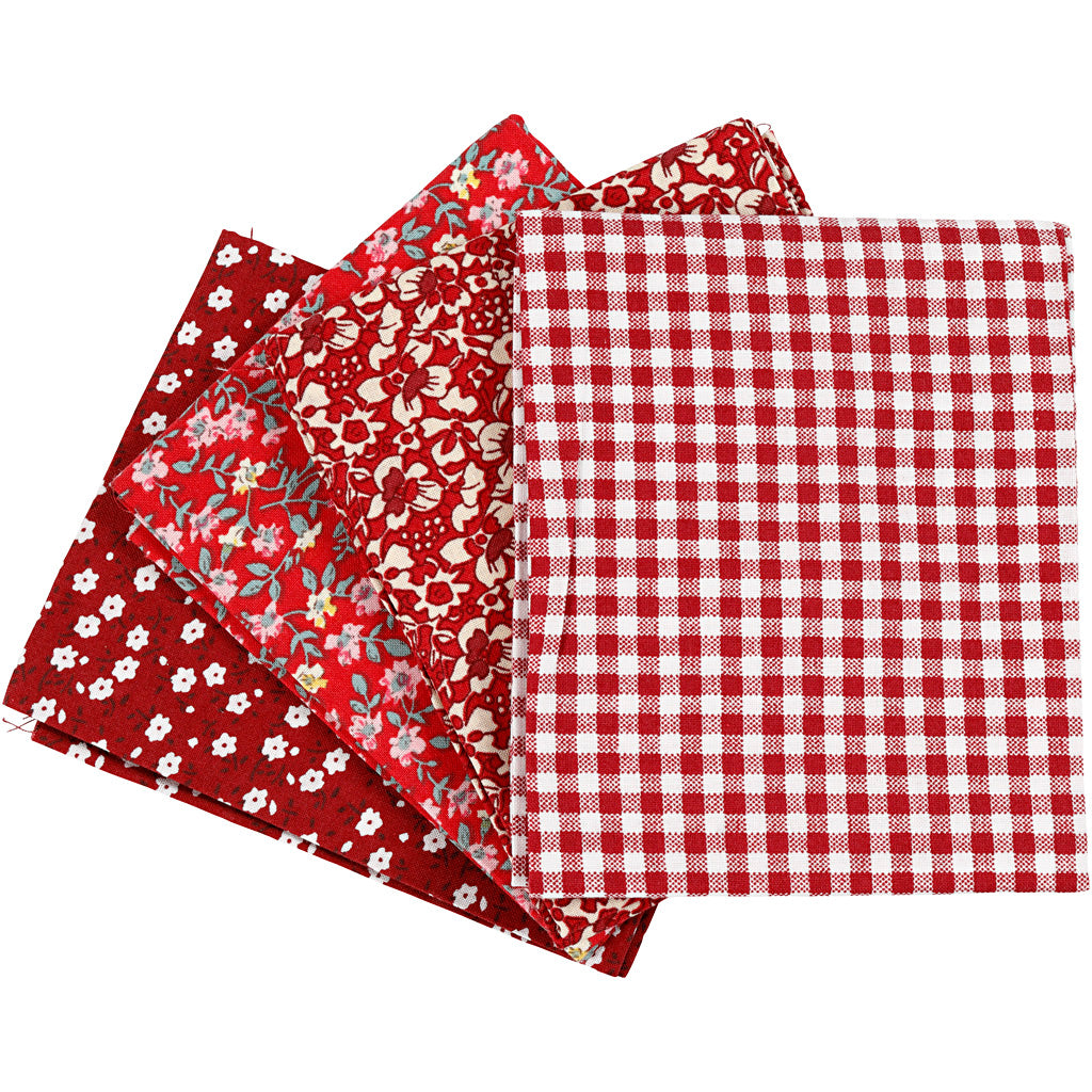 Patchwork Stoff rout 45x55cm, 4st.