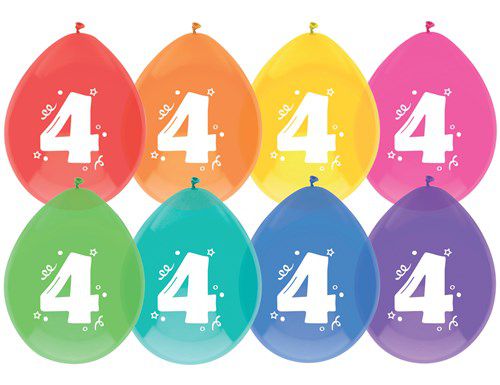 Haza balloons 4 years, pack of 8 pieces