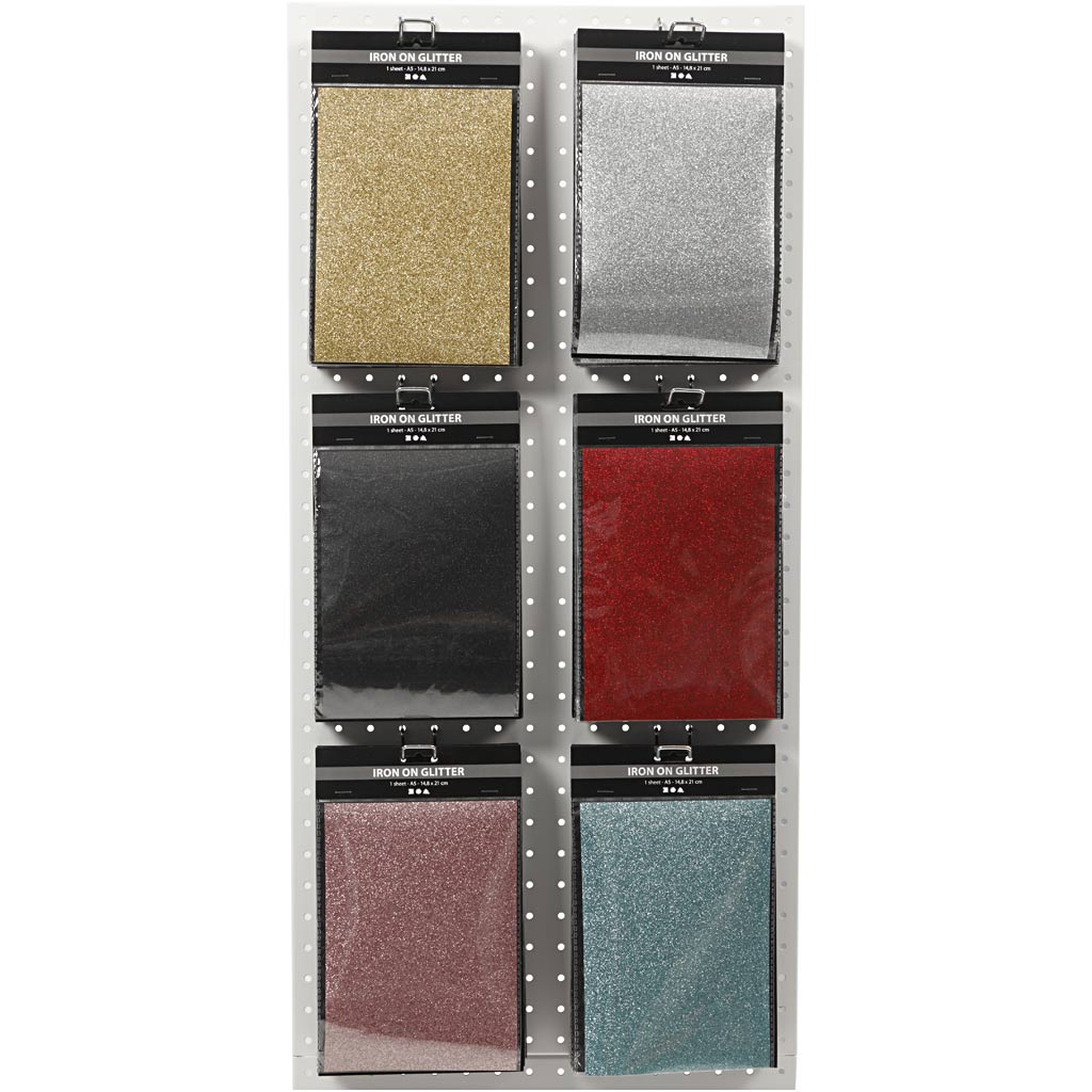 Creativ company iron-on foil, sheet 148x210 mm, glitter, various colors, 6x10 sheets 1 box